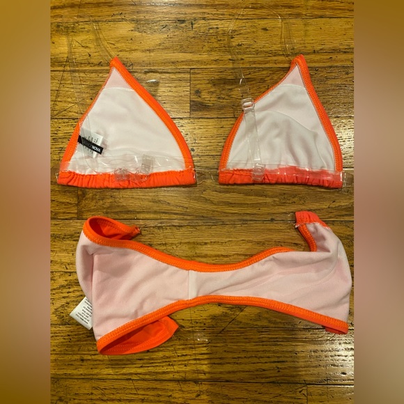 NWOT Fashion Nova Clear Skies PVC Bikini in Orange - Picture 8 of 9